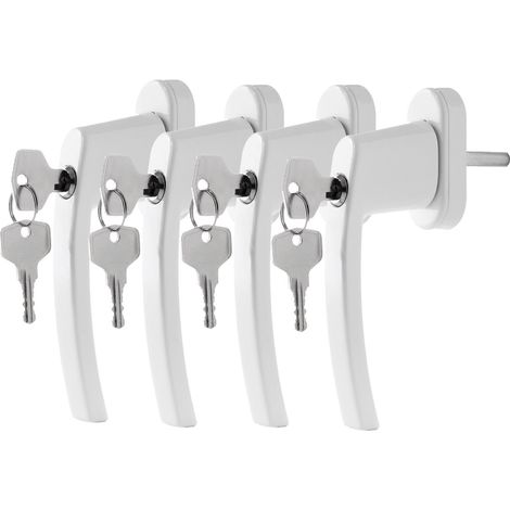 Poignée de fenêtre en aluminium verrouillable, poignée de sécurité blanche avec 4 clés (1/5)