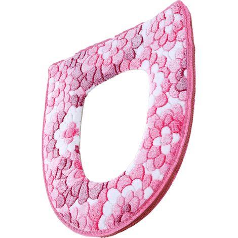 Tapis De Siège De Toilette - Fermeture Éclair Intégrale - 43 x 36 cm - Flanelle Avant / Dos PU Imperméable - Lavable En Machine - 1 Pièce (1/5)