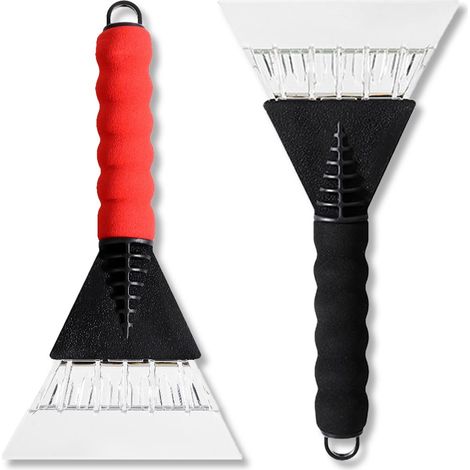 Jeu de 2 grattoirs à Glace pour Pare-Brise de Voiture, adapté aux vitres arrière et latérales, grattoir à Glace pour(Rouge, Noir)