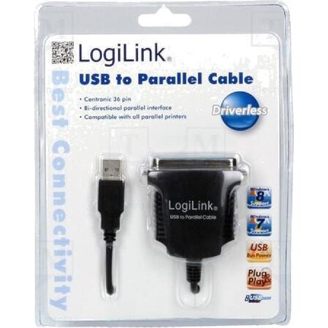 Adaptateur USB 1-1 Centronics 36pin prise male USB A prise male 1.5m - Noir