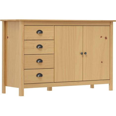 vidaXL Sideboard "Hill" Honey Brown 130x40x80 cm Solid Pine Wood (1/6)
