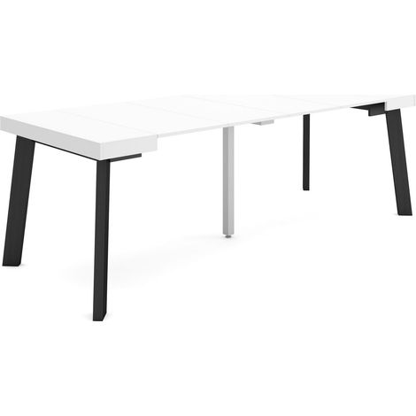 Skraut Home - Table console extensible, Console meuble, 220, Pour 10 personnes, Pieds en bois, Style moderne, Blanc (1/5)