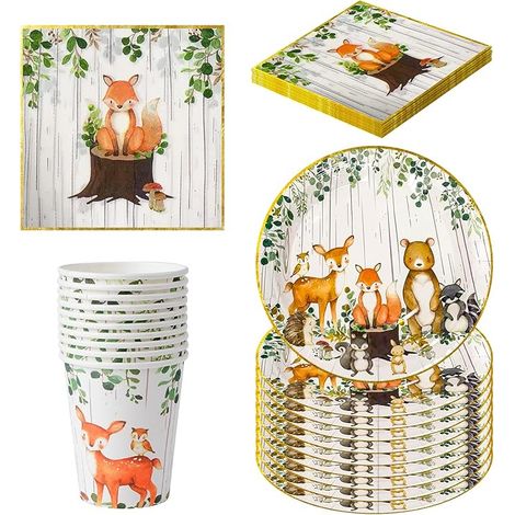 Thème Vaisselle Vaisselle pour Fête D'anniversaire D'enfant Assiettes en Papier Gobelets Serviettes Thèmes Animaliers pour les Anniversaires (1/5)