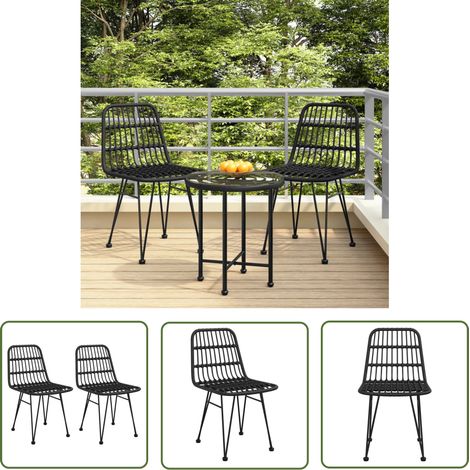 Lot de 2 Chaises de jardin et de camping, Chaises de relaxation, Noir 48x62x84 cm Résine tressée OIB4703E (1/5)