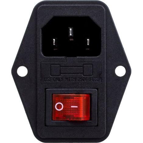 Prise alimentation mâle interrupteur module admission 3 broches 10A 250V C14 IEC320 (1/5)