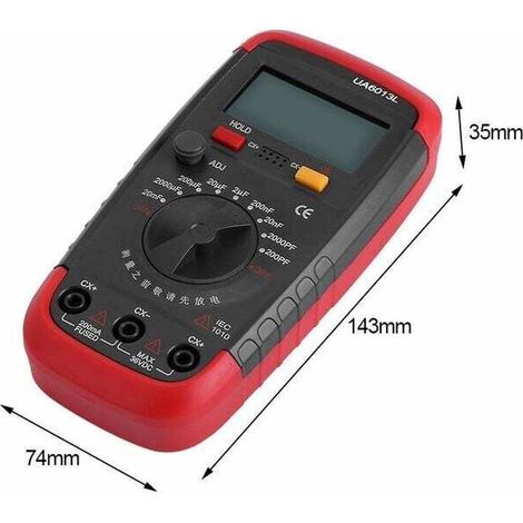 Misuratore di capacità professionale, tester digitale per condensatori da 0,1 pF a 20000uF con retroilluminazione LCD e custodia protettiva Max 1999 (1/5)