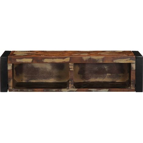 Meuble TV Banc TV Meuble de rangement - multicolore 80x30x25 cm bois de récupération solide fr2528 - Maison La Vie (1/5)