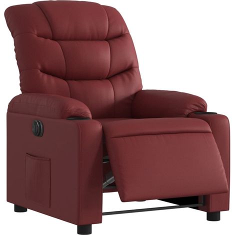 vidaXL Poltrona Reclinabile Elettrica Rosso Vino in Similpelle