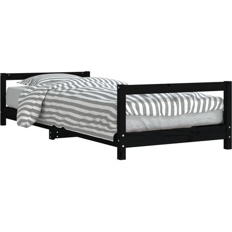 vidaXL Giroletto per Bambini Nero 90x200 cm in Legno Massello di Pino (1/5)