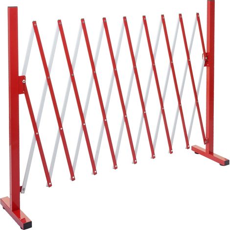 Absperrgitter HHG-374, Scherengitter Zaun Schutzgitter ausziehbar, Alu rot-weiß Höhe 103cm, Breite 32-265cm