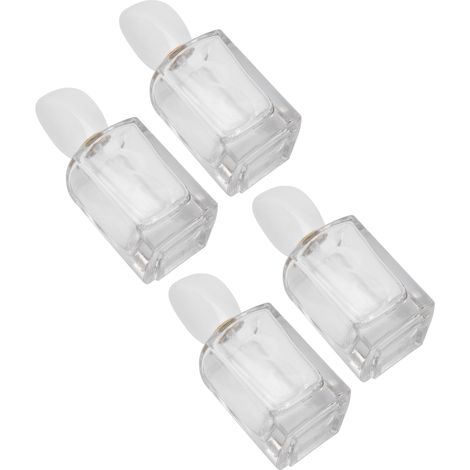 Lot de 4 flacons de parfum rechargeables en verre, vides, avec vaporisateur et diffuseur de parfum (50 ml), couvercle blanc. (1/5)