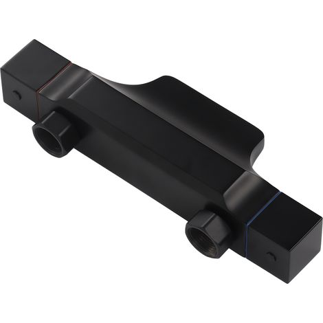 G1/2 Wandarmatur mit Wasserfallfunktion aus Kupfer und Edelstahl, Warm- und Kaltwassermischer für Badewanne, schwarz. (1/5)