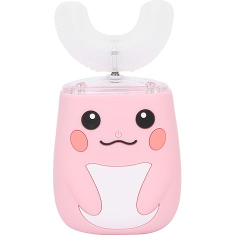 Brosse à dents électrique enfant U forme, nettoyage et massage dentaire, automatique, étanche, rose (1/5)