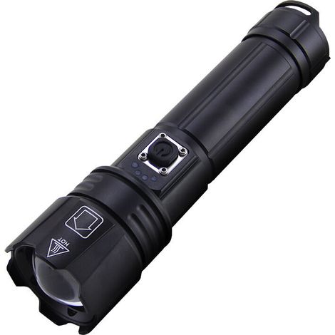 Torcia LED super luminosa, zoomabile, impermeabile, ricaricabile, 5 modalità per campeggio, caccia, polizia, militare -Crezuo