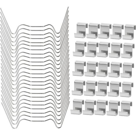 Lot de 50 clips en acier inoxydable pour verre (clips de vitrage 25 W et 25 clips Z), crochets de rechange pour vitre de fenêtre (1/5)