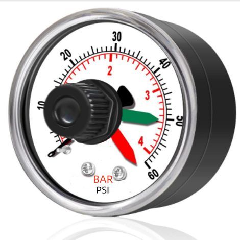 ECX2712B1 Poolfilter-Druckmanometer, verstellbare Nadel, 0,6 MPa, 6 bar, 1/4" NPT. (1/5)