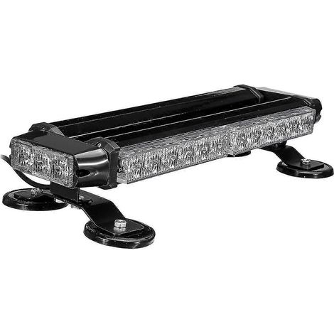 Barre lumineuse stroboscopique de toit ambre 15 pouces à 30 LED, avec gyrophare magnétique, avertissement clignotant, 30 W, 12 V, noire (1/5)