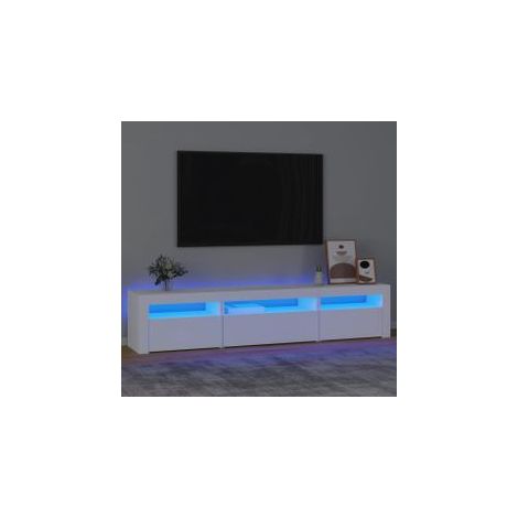 Meuble TV avec lumières LED Blanc 195x35x40 (1/5)