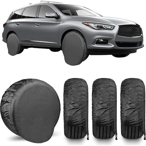 Lot de 4 couvre-pneus - Protections de roues robustes pour camions, SUV, remorques, camping-cars, caravanes, diamètres de pneus universels de 29 à 31,9 pouces, noir (1/2)
