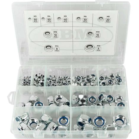Dadi autobloccanti Jbm 228 pezzi inserto in nylon organizzati
