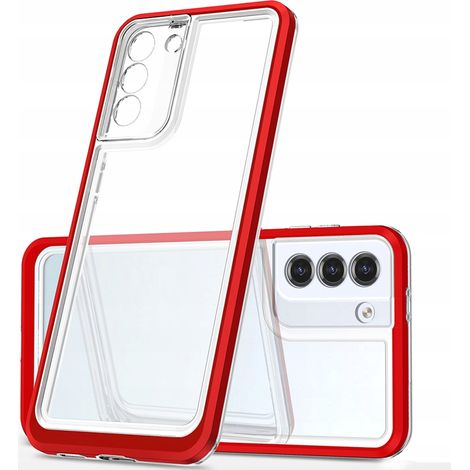 Coque transparente 3 en 1 pour Samsung Galaxy S22+ (S22 Plus), coque en gel avec cadre rouge (1/5)