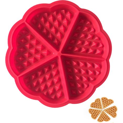 Moule à gaufres en silicone, moule à gaufres en silicone en forme de cœur, moule à gaufres antiadhésif en silicone pour la cuisson, idéal pour les biscuits (1/5)