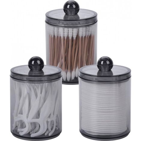 Porte-cotons-tiges 3 pièces - Boîte de rangement pour cotons-tiges - Distributeur de cotons-tiges - Boîte de rangement - Porte-cotons-tiges pour boules de coton - pour salle de bain, chambre (1/4)