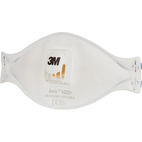 3M Aura™ 9322+ Feinstaubmaske mit Ventil FFP2 D 10 St. EN 149:2001, EN 149:2009 DIN 149:2001, DIN 14