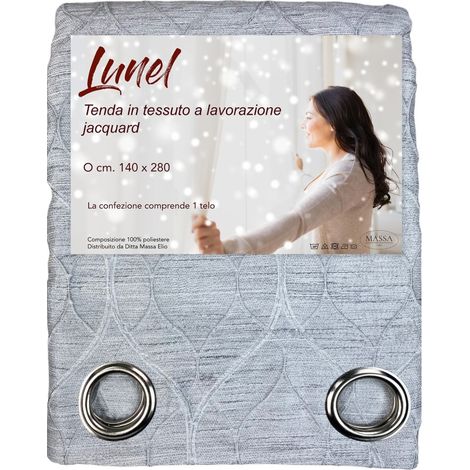 TENDA LUNEL in tinta unita GRIGIO cm. 140X280 COPRENTE confezionata