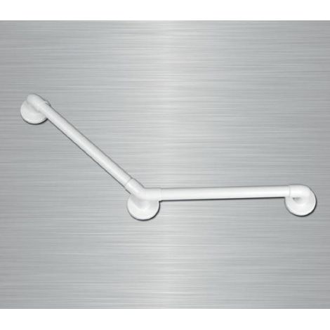 Barra de apoyo reforzada de PVC con codo de 135° - blanca (1/5)
