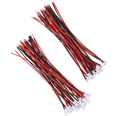 20 Pairs Mini Micro Jst 2.0 Ph 2 Pin Connecteur Prise 2 Broches avec Fils Câbles 80mm