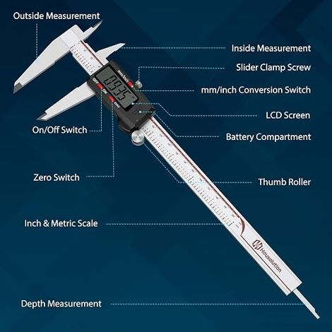Digital Vernier Caliper 8 Inch, Inch/MM (1/4)