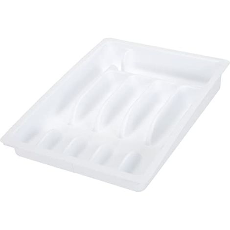 Kesper 30086 - Vassoio portaposate Estraibile in plastica, Dimensioni 29-50 cm x 38 x 6,5 cm, Colore: Bianco (1/4)