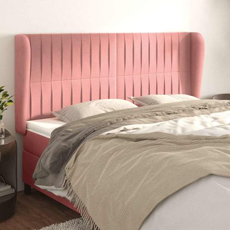 Tête de lit avec oreilles en velours rose, hauteur réglable, 163 x 23 x 118/128 cm, 21.65kg - PANGIVO (1/5)