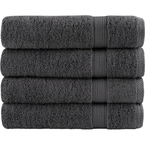 Serviettes de bain haut de gamme SOLUND, lot de 4, anthracite, 100 x 150 cm, 600 g/m²