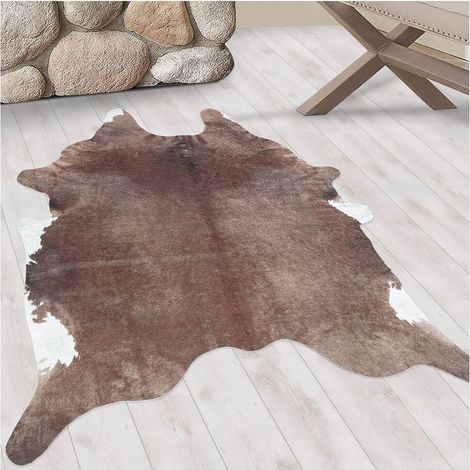 Tapis lavable en machine imitation peau de bête Naoto Marron 150x200 (1/5)