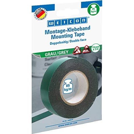 Weicon 10050551 cinta adhesiva industrial gris 3 m x 19 mm