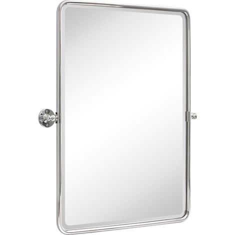Miroir de Salle de Bain rectangulaire inclinable, biseauté avec Cadre en métal chromé, 68,6 x 89,9 cm (1/5)