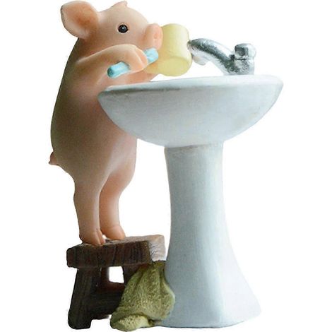Miniaturfiguren Feengarten Schwein Harzstatue Dekorationskollektionen für Mikrolandschaften-Brush Teeth (1/5)
