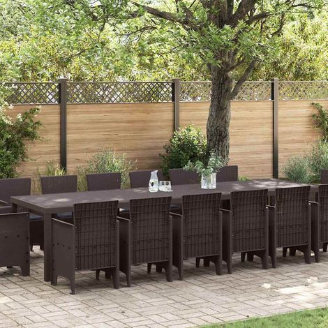 vidaXL Set da Pranzo per Giardino 15 pz Marrone Rattan Polt (1/5)