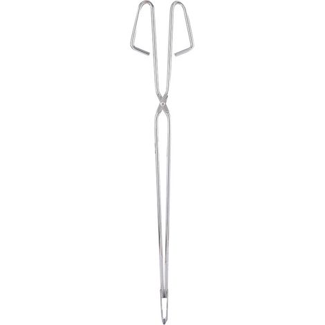 Pince à charbon de bois pour barbecue d'extérieur en acier inoxydable, manche extensible de 55 cm, pince à charbon de bois pour feu de camp, pince à déchets, pince de récupération d'objets, pince à fe (1/5)