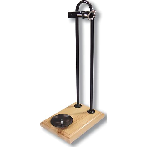 Support à jambon vertical en acier inoxydable/bois - Longueur 25 x Profondeur 18 x Hauteur 2 cm