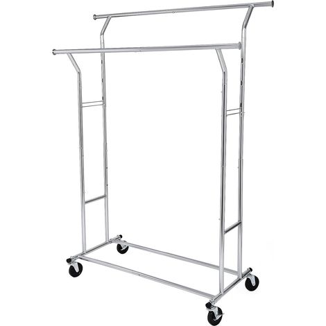 Songmics – Portant à vêtements métallique extensible avec roulettes – Hauteur réglable 148-172 cm – Charge max 110 kg – HSR12S