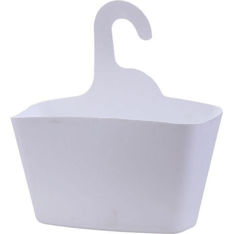 1 pcs Panier de douche avec crochet de suspension, Polypropylène, Panier multifonctionnel, Blanc (1/4)