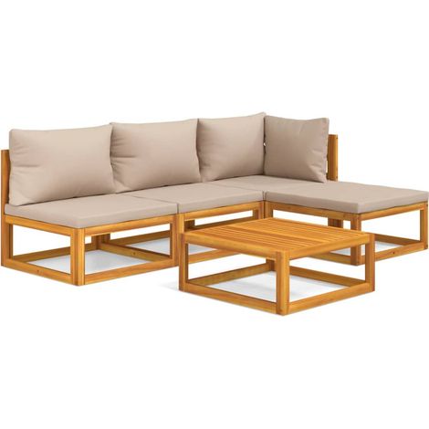Maison Exclusive - 5-tlg. Garten-Lounge-Set mit Taupe Kissen Mass (1/5)