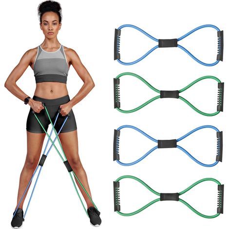 Bandes De Resistance Avec Poignees - 4 Niveaux De Tension 25 LB A 30 LB - Pour Entrainement Musculaire Et Rehabilitation - Lot De 4 (1/5)