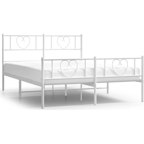 Maison Exclusive - Cadre de lit métal sans matelas et pied de lit blanc 135x190 cm (1/5)