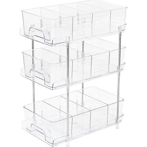 3-stufiges Unterschrank-System für Badezimmer, ausziehbarer Organizer mit Trennwänden für Küchenschränke (1/5)