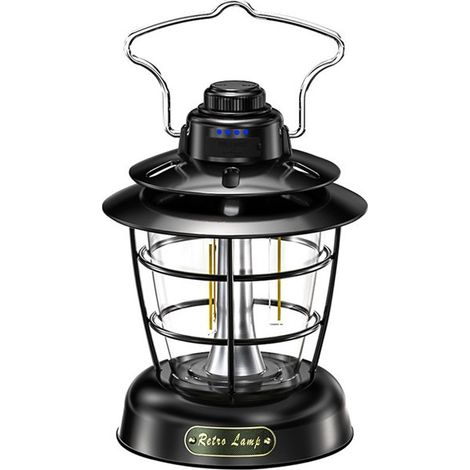Nur in Schwarz erhältlich. Materialien: Eisen, Kunststoff und eine elektronische Retro-Laterne. Multifunktionales Outdoor-Campingzelt.