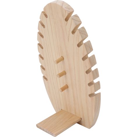 Porte-bijoux en bois flamme feuille, support de présentation pour colliers, design artisanal et élégant pour bureau ou vitrine. (1/5)